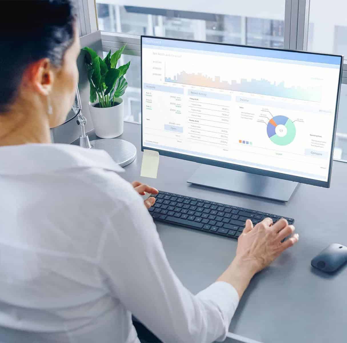 Woman on computer financial software