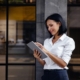 Worker using tablet