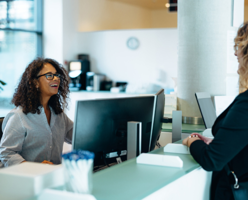 Worker in government on computer
