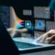 Analyst or Scientist uses a computer and dashboard for analysis of information